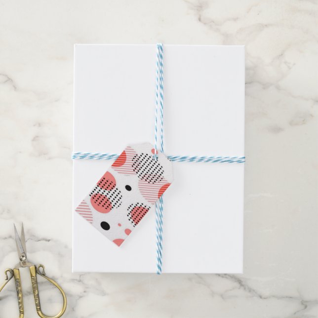 Orange Circles with Black Polka Dots pattern Geschenkanhänger (Mit Garn)