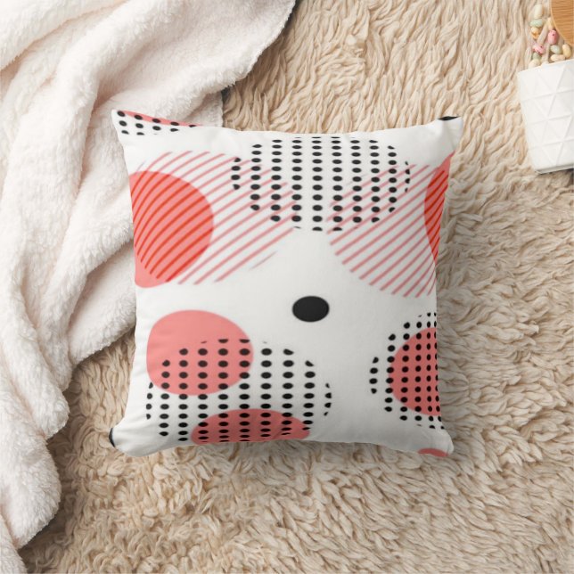 Orange Circles with Black Polka Dots pattern Kissen (Decke)
