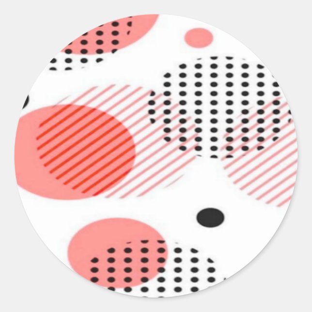 Orange Circles with Black Polka Dots pattern Runder Aufkleber (Vorderseite)
