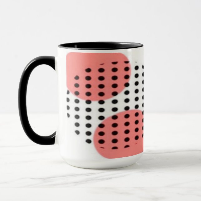 Orange Circles with Black Polka Dots pattern Tasse (Links)