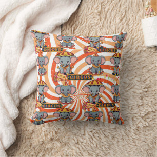 Orange Circus Elephant Print Kissen
