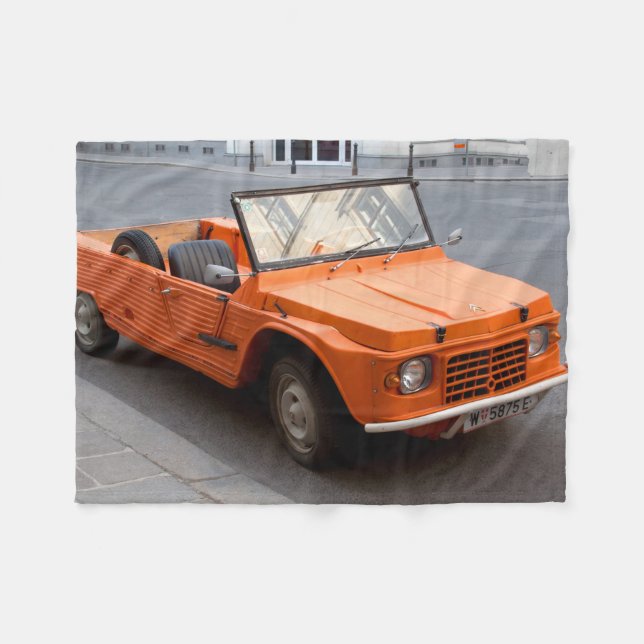 Orange Citroen Mehari Fleecedecke (Vorderseite (Horizontal))