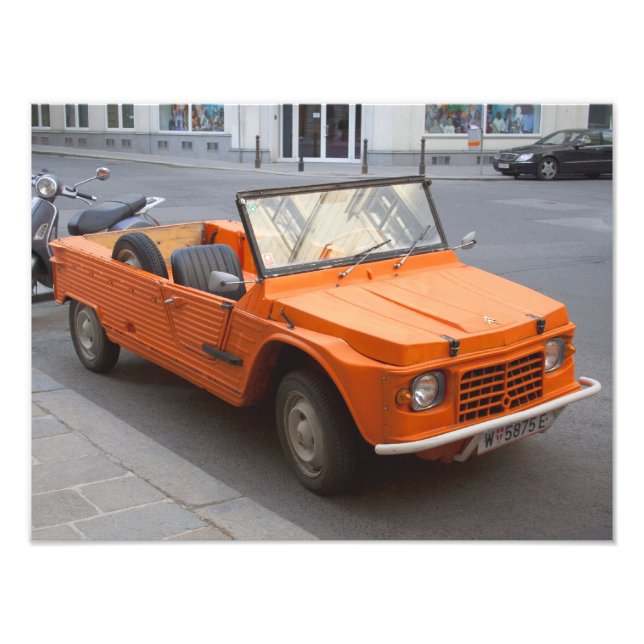 Orange Citroen Mehari Fotodruck (Vorne)