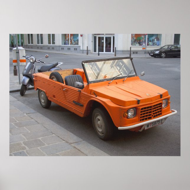 Orange Citroën Mehari Poster (Vorne)