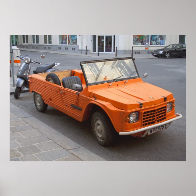Orange Citroen Mehari Poster (Vorne)