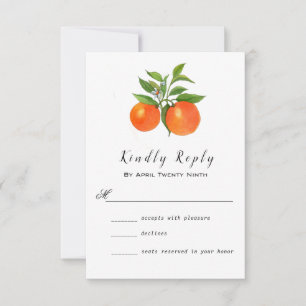 Orange Citrus Aquarell Hochzeit RSVP Karte