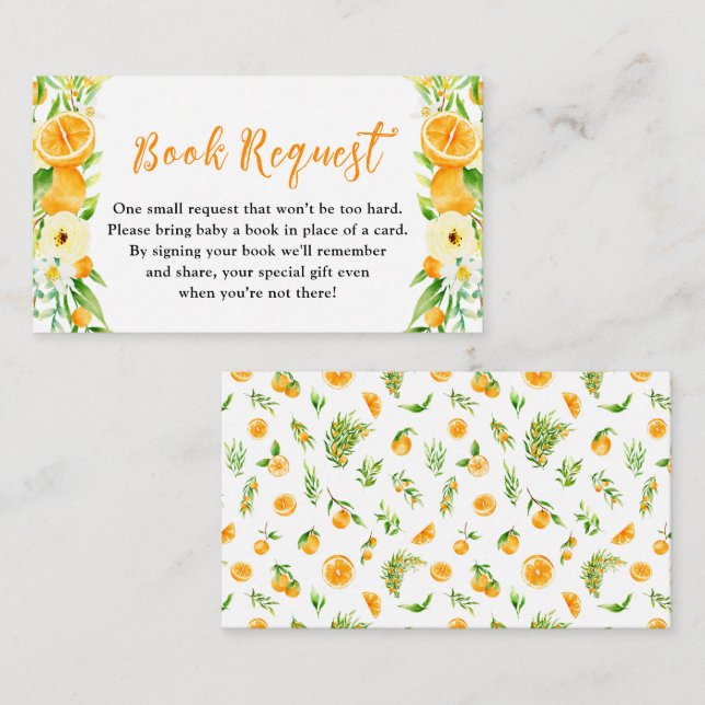 Orange Citrus Baby Showbuchanfrage Begleitkarte (Vorne/Hinten)