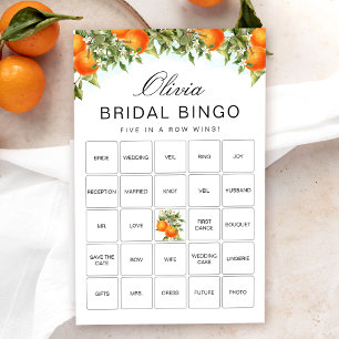 Orange Citrus Bingo Brautparty Game Card