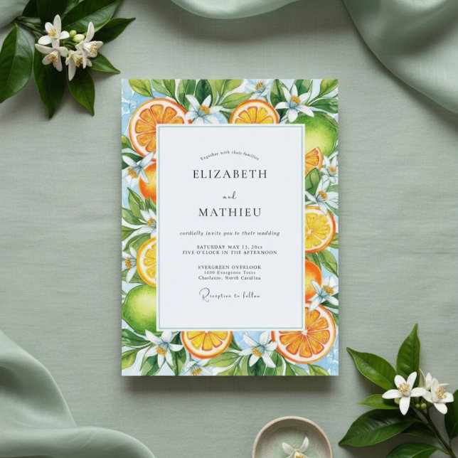 Orange Citrus Blossom Wedding Einladung (Von Creator hochgeladen)