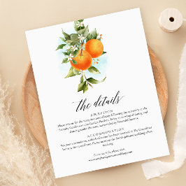 Orange Citrus Calligraphy Wedding Details Card Dankeskarte