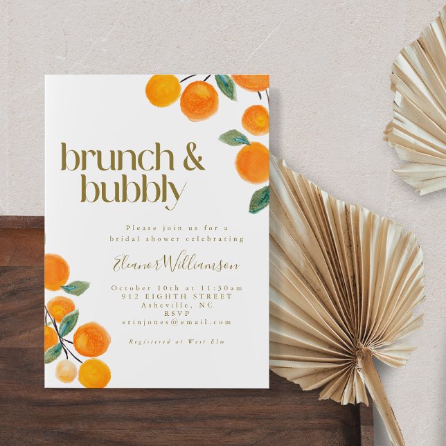 Orange Citrus Frucht Brautparty Brunch Bubbly Einladung (Von Creator hochgeladen)