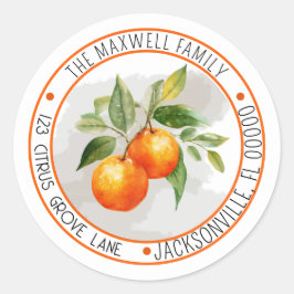 Orange Citrus Frucht Circle Rücksendeadresse Runder Aufkleber