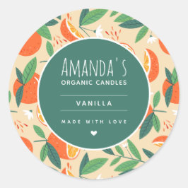 Orange Citrus Frucht Retro Muster Candle Craft Runder Aufkleber