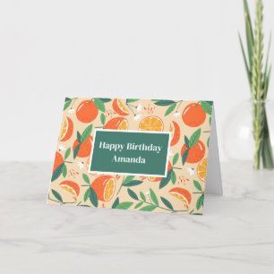 Orange Citrus Frucht Retro Muster Geburtstag Karte