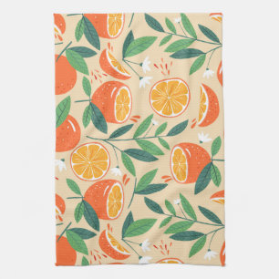 Orange Citrus Frucht Retro Muster Geschirrtuch
