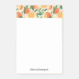 Orange Citrus Frucht Retro Muster Grenze Post-it Klebezettel