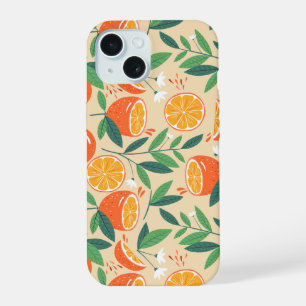 Orange Citrus Frucht Retro Muster iPhone 15 Hülle