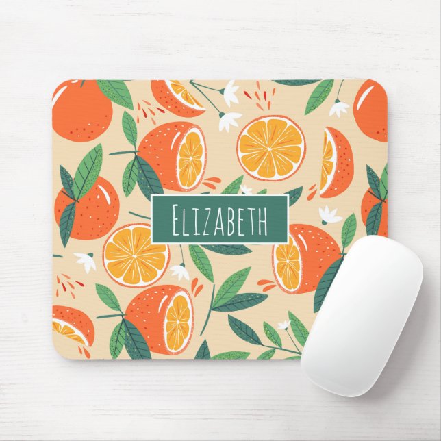 Orange Citrus Frucht Retro Muster Mousepad (Mit Mouse)