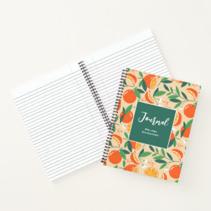 Orange Citrus Frucht Retro Muster Notizbuch