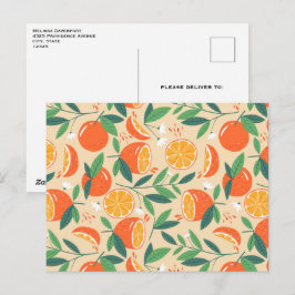 Orange Citrus Frucht Retro Muster Postkarte