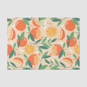 Orange Citrus Frucht Retro Muster Seidenpapier