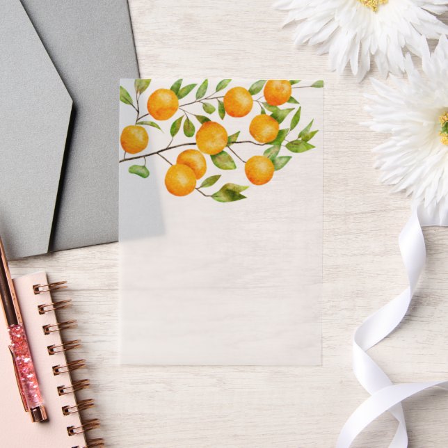 Orange Citrus Fruchtbaum Wasserfarbe (Hochzeit)