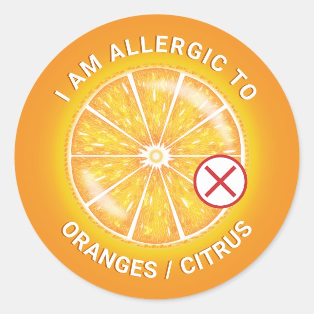 Orange Citrus Fruit Food Allergity Awareness Runder Aufkleber (Vorderseite)