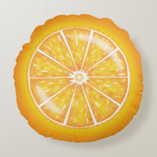 Orange Citrus Fruit Slice Cartoon Illustration Rundes Kissen
