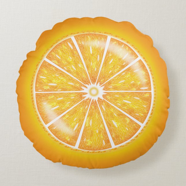 Orange Citrus Fruit Slice Cartoon Illustration Rundes Kissen (Vorderseite)
