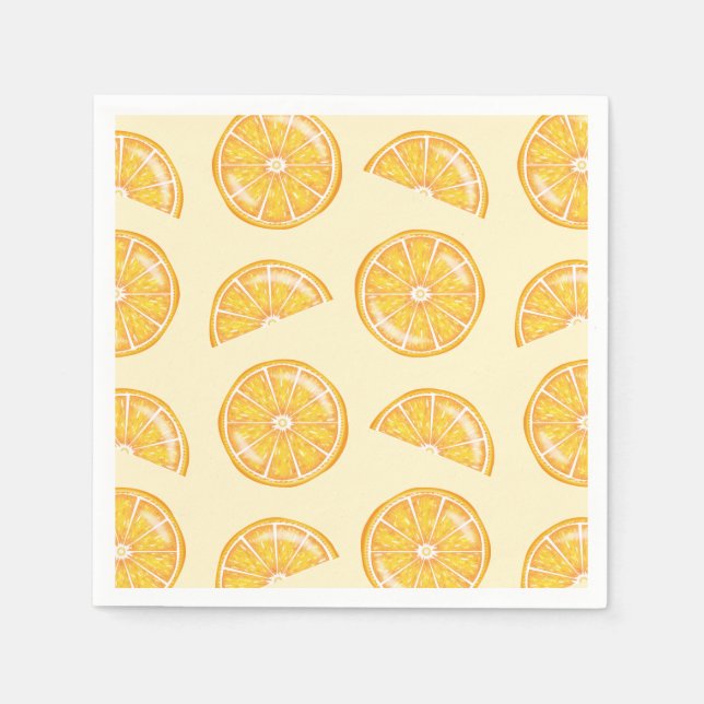 Orange Citrus Fruit Slices Illustriertes Muster Serviette (Vorderseite)
