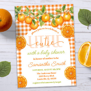 Orange Citrus Gingham Baby Shower für kleine Süße Einladung