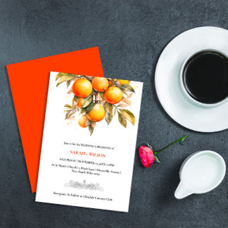 Orange Citrus Hochzeitseinladungen Dankeskarte