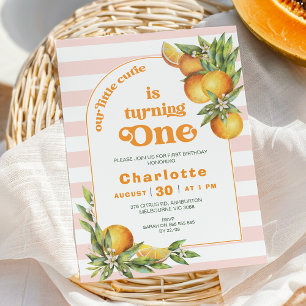 Orange Citrus Kleine Süsse 1. Geburtstag Einladung