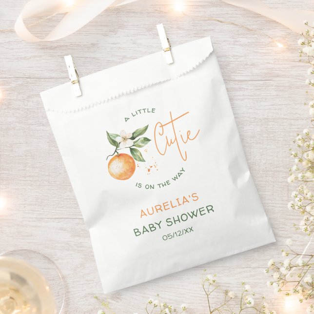 Orange Citrus Kleine Süsse auf dem Weg Babydusche Geschenktütchen (Ausgeschnitten)