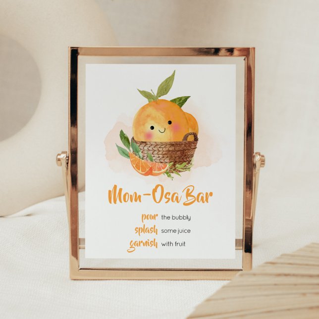 Orange Citrus Kleine Süsse Baby Dusche Mama Osa Ba Poster (Little Cutie Orange Citrus Baby Shower Mom Osa Bar Sign)