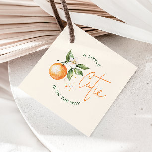 Orange Citrus Kleine Süsse Babydusche Geschenkanhänger
