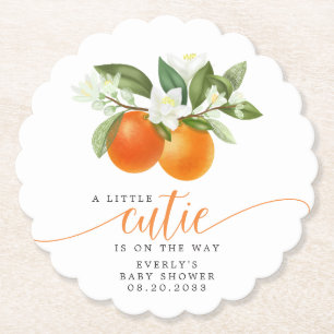 Orange Citrus Little Cutie auf dem Weg Baby Shower Untersetzer