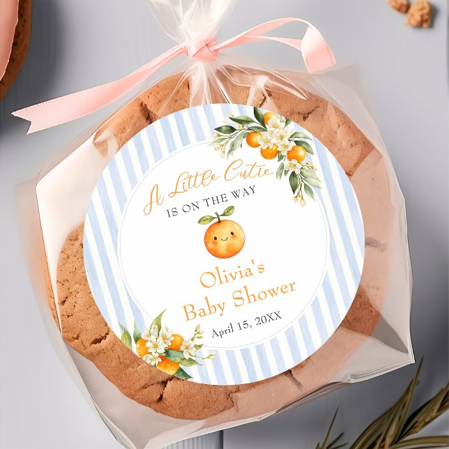 Orange Citrus Little Cutie Baby Shower Aufkleber (Von Creator hochgeladen)
