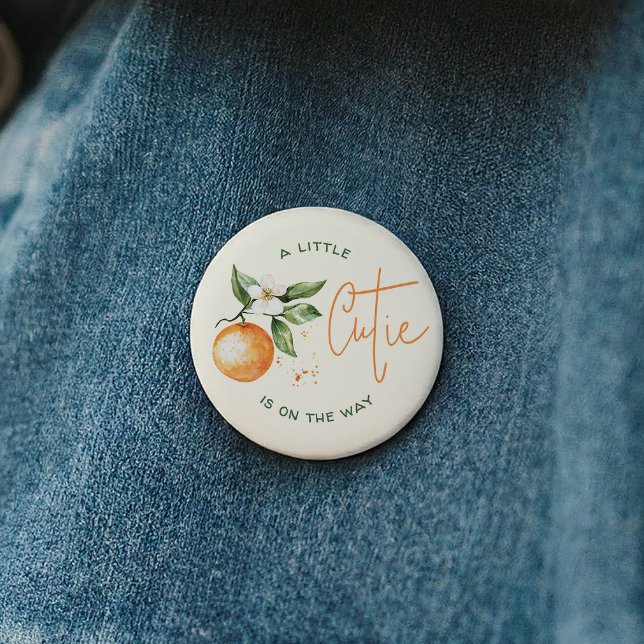 Orange Citrus Little Cutie Baby Shower Button (Von Creator hochgeladen)