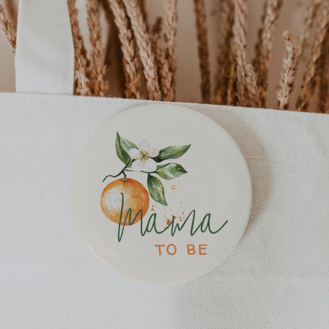 Orange Citrus Little Cutie Baby Shower Mama To Be Button (Von Creator hochgeladen)