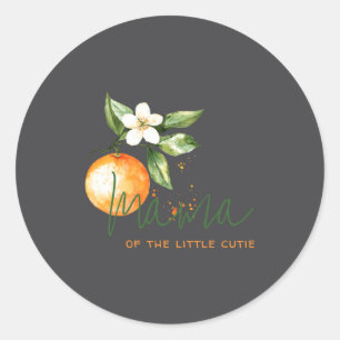 Orange Citrus Little Cutie Baby Shower Mama To Be Runder Aufkleber