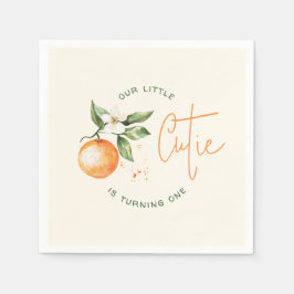 Orange Citrus Little Cutie Birthday Party Serviette