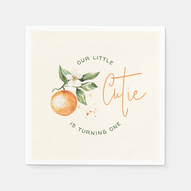 Orange Citrus Little Cutie Birthday Party Serviette (Vorderseite)