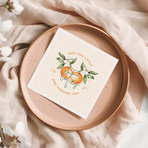 Orange Citrus Little Cutie Doppel-Geburtstagsfeier Serviette