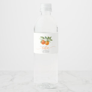 Orange Citrus Little Cutie ist auf dem Weg Baby Sh Wasserflaschenetikett