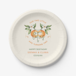 Orange Citrus Little Cutie Twin Birthday Paper Pappteller