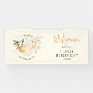 Orange Citrus Little Cutie Willkommens Geburtstags Banner