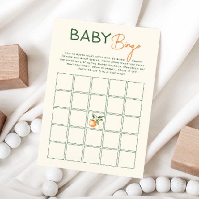 Orange Citrus Little Süsse Baby Bingo Game Card Einladung (Von Creator hochgeladen)