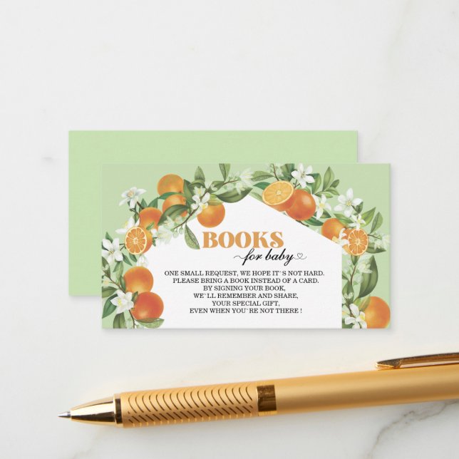 Orange Citrus Little Süsse Wasserfarben Babyshowe Begleitkarte (Vorderseite/Rückseite Beispiel)