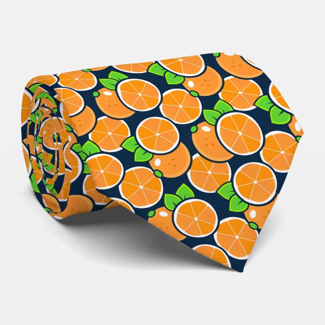 Orange Citrus Necktie | Fruit Pattern Tie Krawatte (Gerollt)